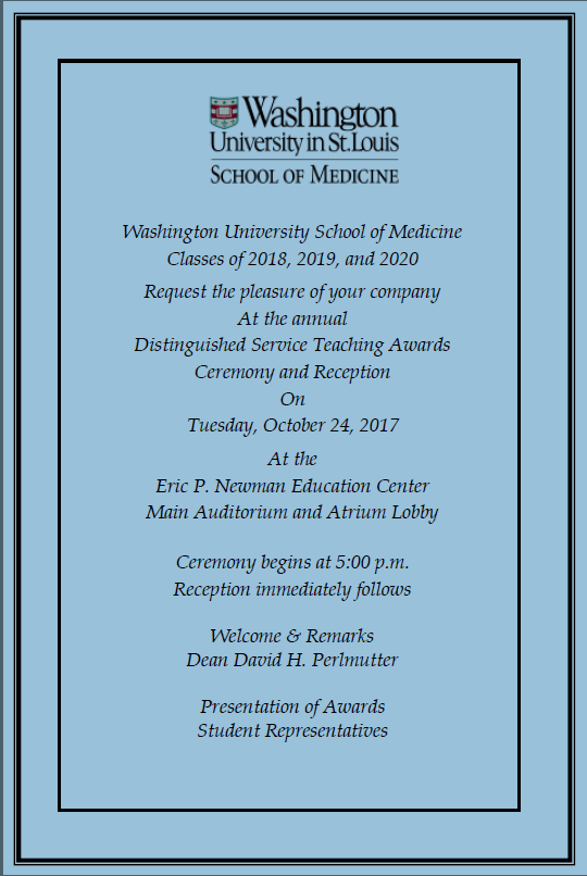 Annual Distinguished Service Teaching Awards Invitation