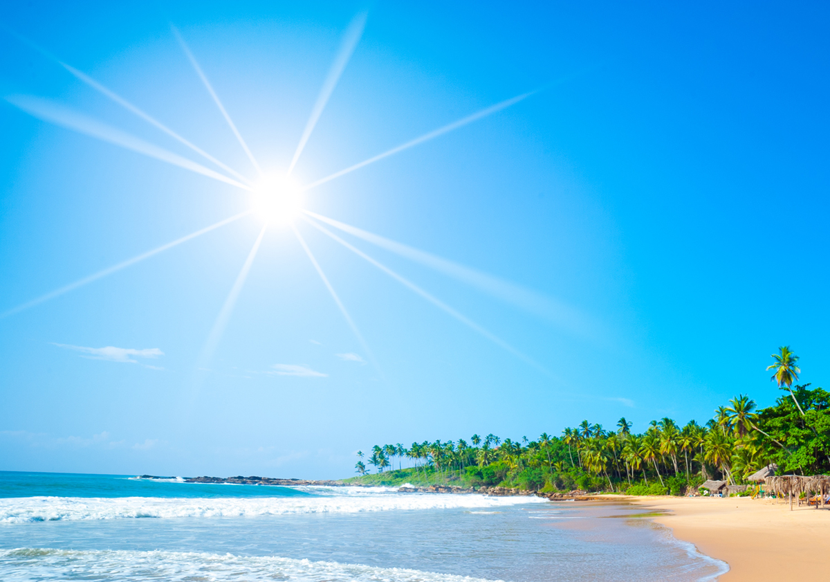 Sun over a beach