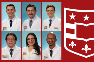 From left to right: Benjamin Hoemann, MD, Thomas Hoyt, MD, Alex Lane, MD, Randy Laine, MD, Alyssa Moller, MD, and Corey Shy, MD