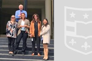 The ANDES study team after a meeting with the Ministry of Health in Lima, Peru. The WashU team: front row, first from left Dr. de las Fuentes; second from right Dr. Lindsay Underhill; back row Davila-Roman.