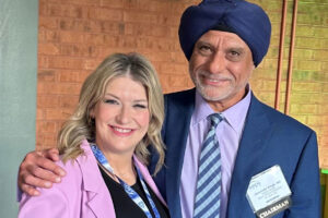 Ashley Brooks, RN, BSN, with Jasvindar Singh, MD, WashU Medicine interventional cardiologist at Barnes-Jewish Hospital.