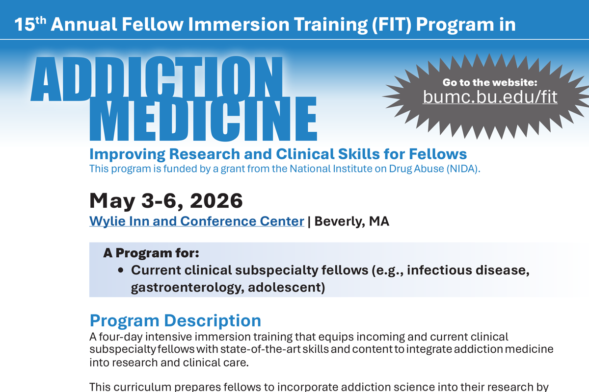 15th Annual Fellow Immersion Training (FIT) Program in Addiction Medicine