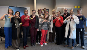 2026 Project Heartstrong volunteer group, L to R: Mary Uhrich, Homaa Ahmad, MD; Angela Brown, MD; Sarah Nussbaum, MD; Sharon Cresci, MD; Bill Cathey; Crystal Licari, Linda Peterson, MD; Karen Joynt Maddox, MD; Andrew Butler, Sah, MD, PhD, Dawson Haley